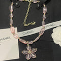 18K  Chanel 26C Pink Crystal Flower Necklace